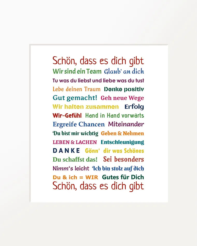 Passepartout-Bild "Schön, dass es dich gibt"