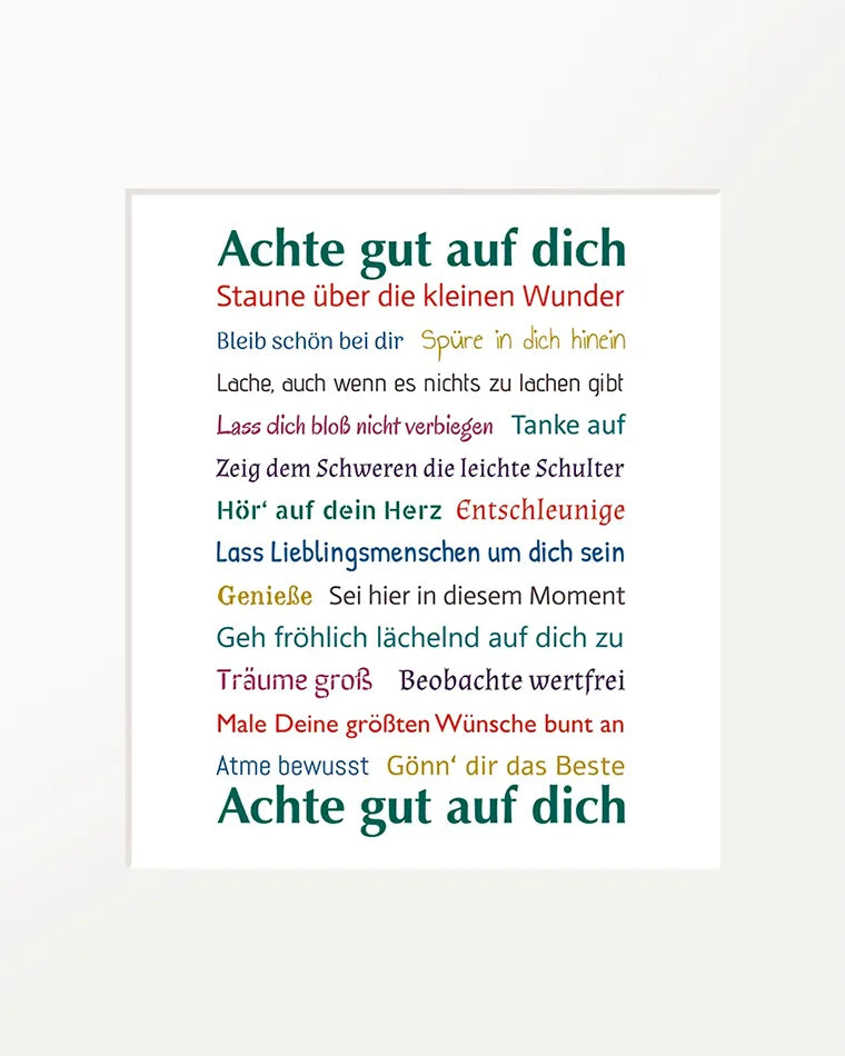 Passepartout-Bild "Achte gut auf dich"