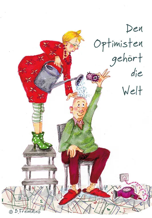 Künstlerkarte "Den Optimisten gehört die Welt"