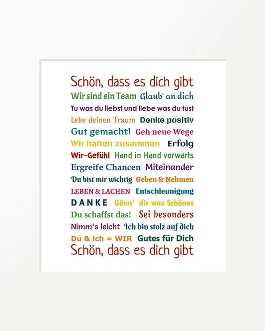 Passepartout-Bild "Schön, dass es dich gibt"