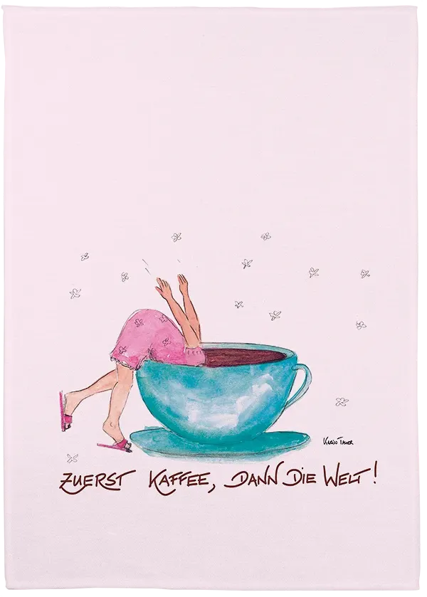 Geschirrtuch "Zuerst Kaffee, dann die Welt!"