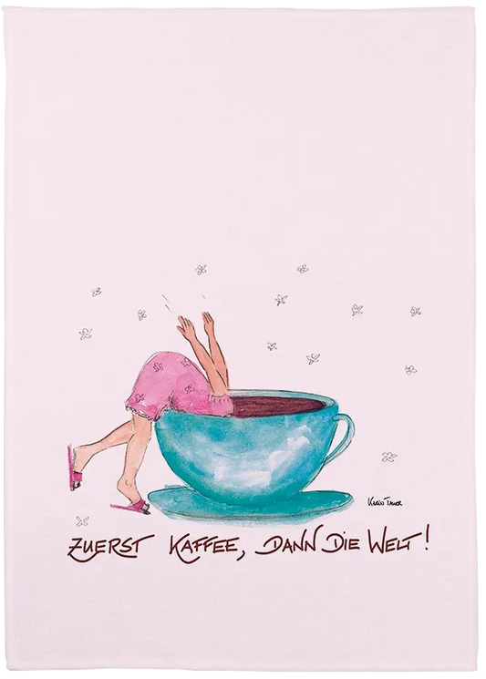 Geschirrtuch "Zuerst Kaffee, dann die Welt!"